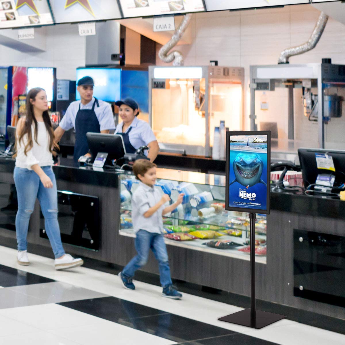COSTWAY Infoständer A3 2er Set, Informationsständer höhenverstellbar, Plakatständer, Kundenstopper, Präsentationsständer, Werbeständer, Posterständer, Aufsteller (Schwarz)