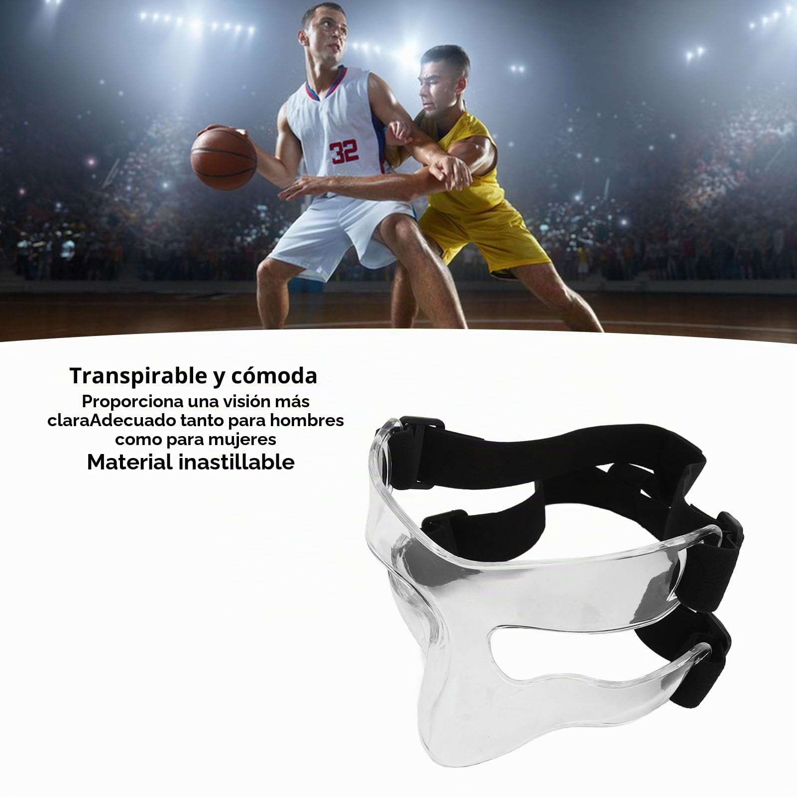 banapoy Máscara Protectora para la Nariz, Protector de Nariz Ajustable, Protector Facial Deportivo para Nariz Rota, Lesiones Deportivas, Máscaras Transparentes para Baloncesto, ​​fútbol