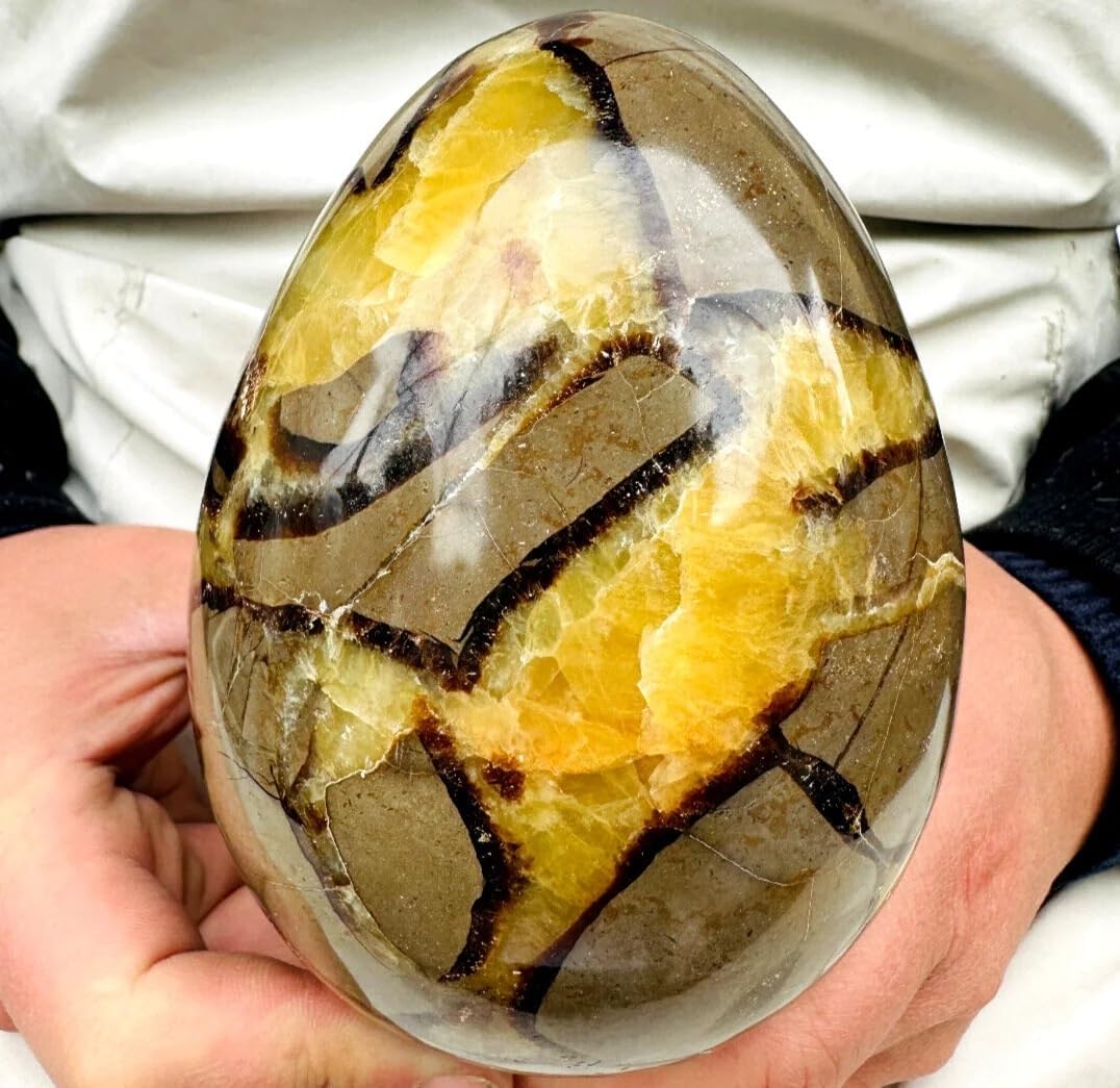 Beautiful Angel Aura Quartz Cluster Crystal Dec Septarian Dragon Calcite Crystal Egg Sphere Ornaments (Size : 450-500g)