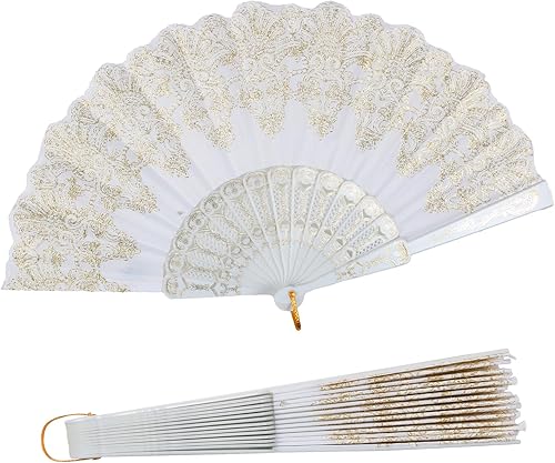 INNOLIFE Ventilador de mano plegable español con patrón retro para mujer, ventilador plegable chino de mano para fiesta, baile, boda y decoración