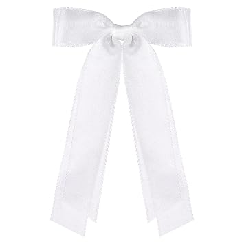VOBOBE Tulle Hair Bows for Girls Women, White Bride Hair Bows Accessories