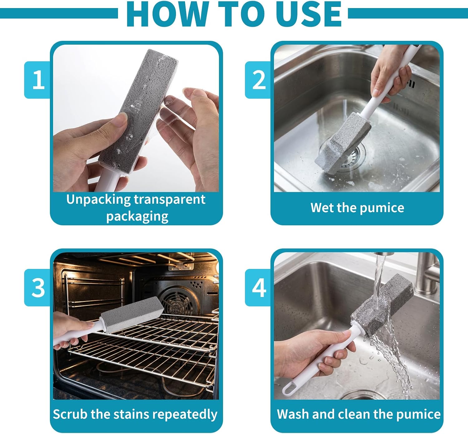 Pumice Cleaning Stone for Stove, Pumice Stone for Cleaning Oven with Oven Cleaner Brush, 3 Packs Pumice Stone for Grill, Stove Grates, Stone Top Cleaner Pumice Stones for Kitchen