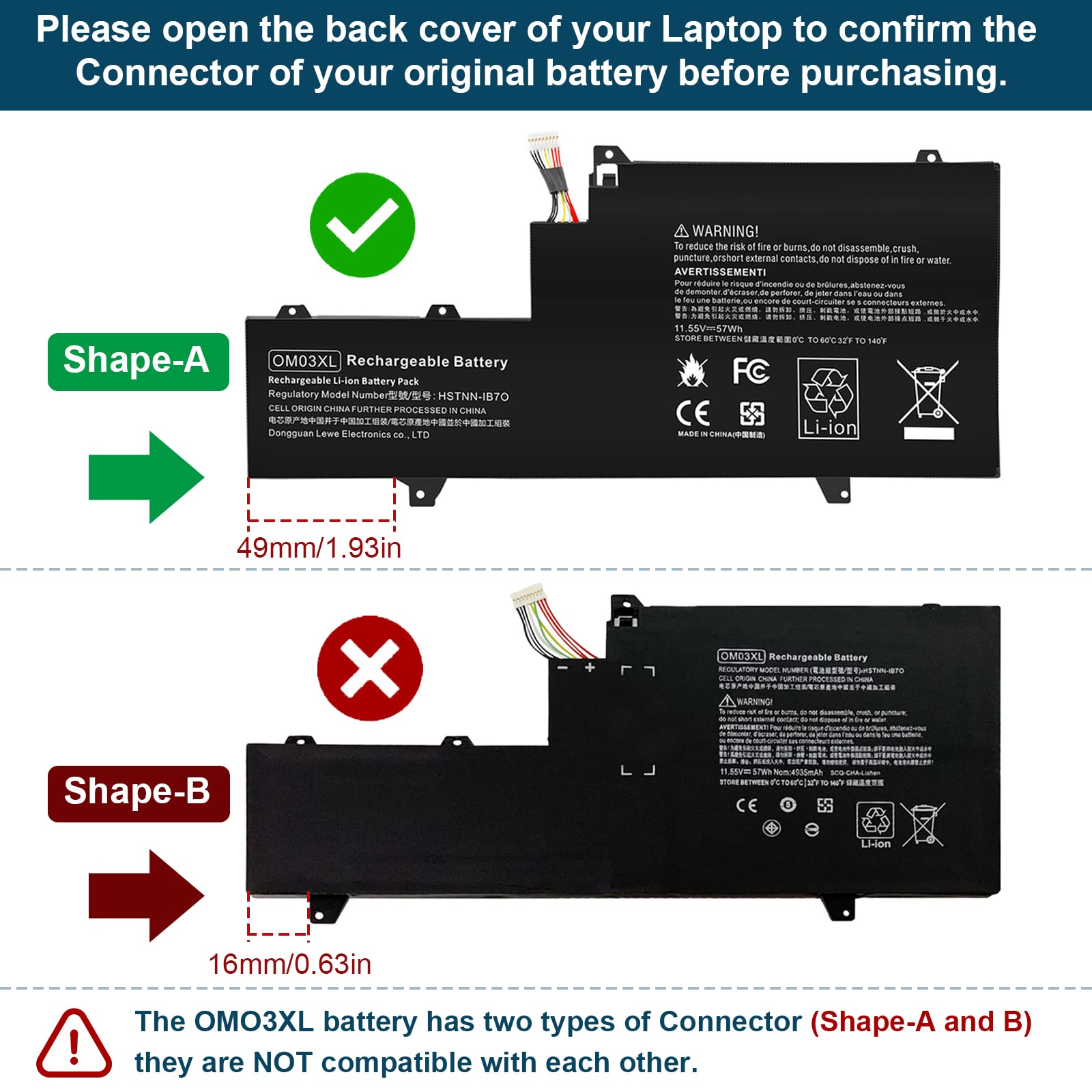 Futurebatt OM03XL HSTNN-IB7O 863167-171 Laptop Battery Compatible with HP EliteBook x360 1030 G2 Series Notebook.HP OM03XL 3057XL 863167-1B1 863167-171 863280-855 HSN-I04C HSTNN-IB70 HSTNN-IB7O