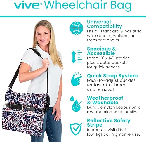 Miniatura 119 de Bolsa para silla de ruedas, Floral púrpura