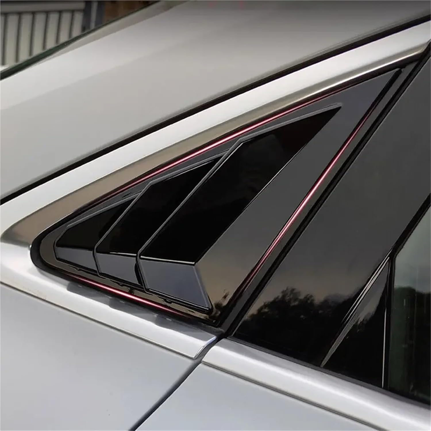 for A3 Sedan 2021 2022 2023 Car Rear Louver Window Side Shutter Cover ABS Carbon Fiber Accessories(Gloss Black)