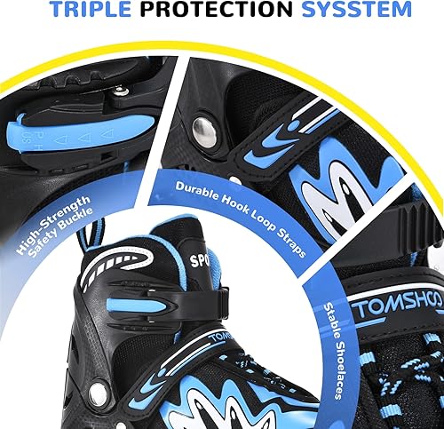 Miniatura 2 de TOMSHOO Adjustable Inline Skates for Kids Outdoor Roller Skates with Full Light Up Wheels Fun Illuminating Skates for Girls and Boys Gift