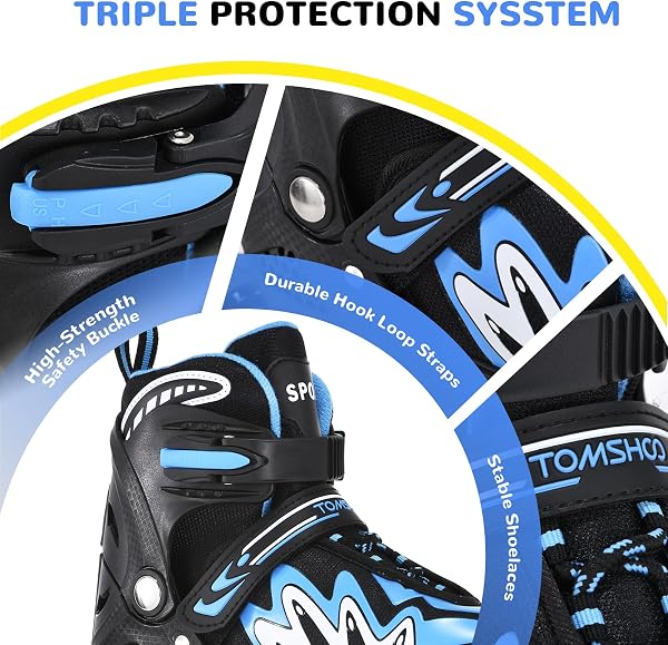 TOMSHOO Patins à roulettes, Rollers en Ligne avec 4 Tailles Réglables, Roues LED, Plusieurs Options de Taille, pour Enfants, Garçons et Filles - 3