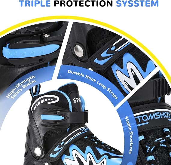 TOMSHOO Adjustable Inline Skates for Kids Girls Boys