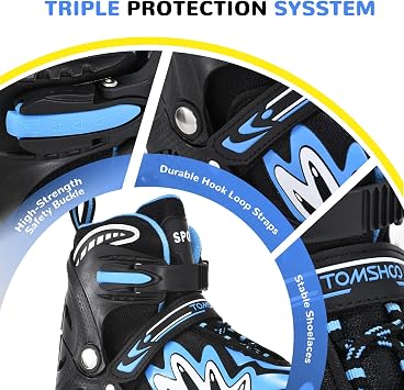TOMSHOO Adjustable Inline Skates for Kids Girls Boys