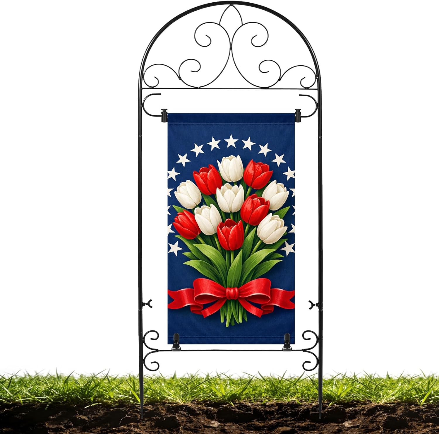 Garden Flag Holder Stand Yard Flag Holder Metal Flag Stand Outdoor Flag Pole Holder for Outside House Seasonal Garden Flag Stake for Lawn Holiday Decor