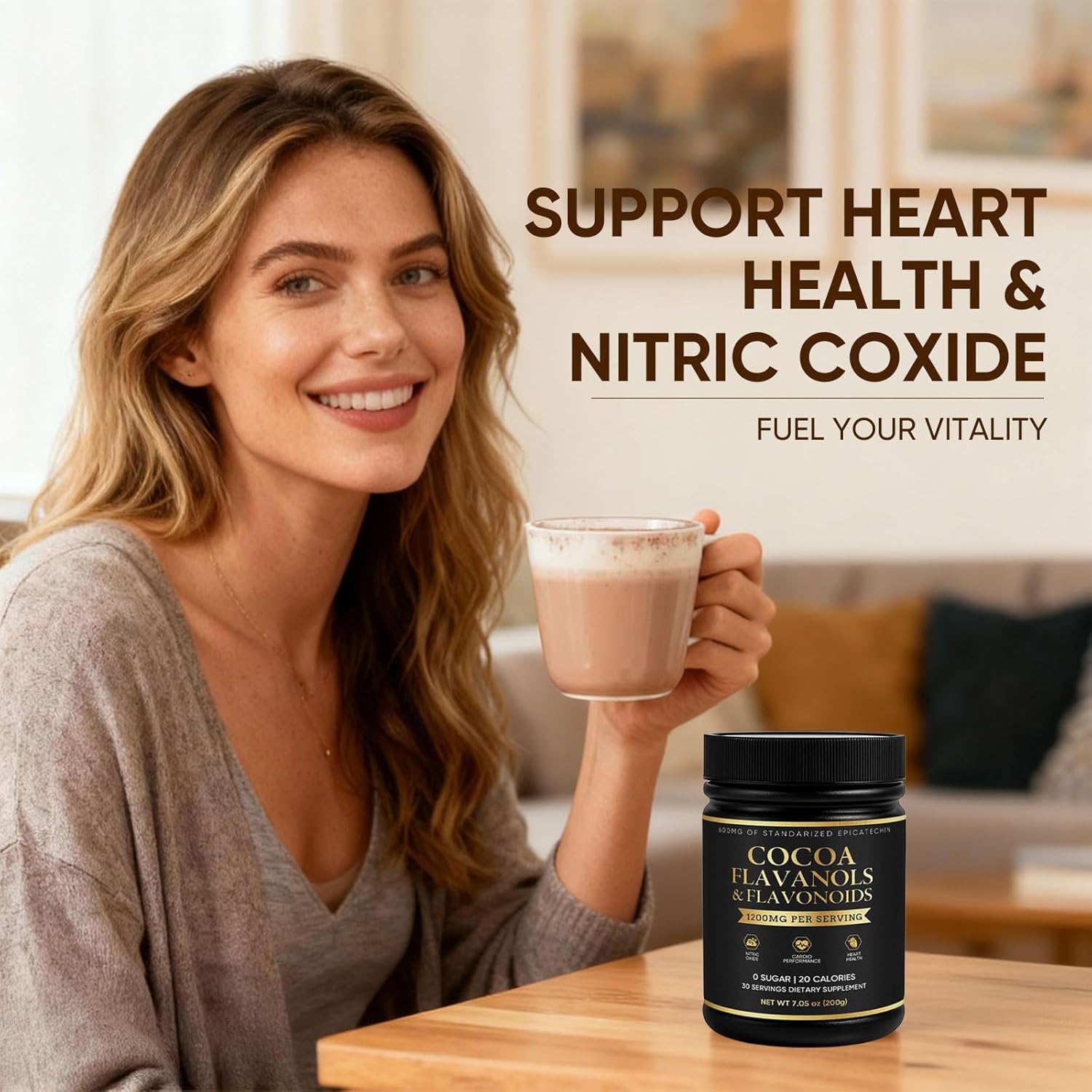 High Flavanol Cocoa Powder | 1200mg per Serving with Cocoa Flavanols,