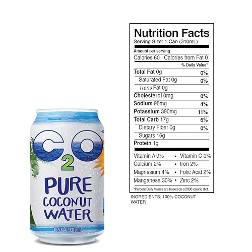 Miniatura 16 de C2O - Agua de coco con piña (paquete de 12) - Hecho con agua de coco fresca - A base de plantas - Sin OMG - Agua enlatada - Hidratación natural