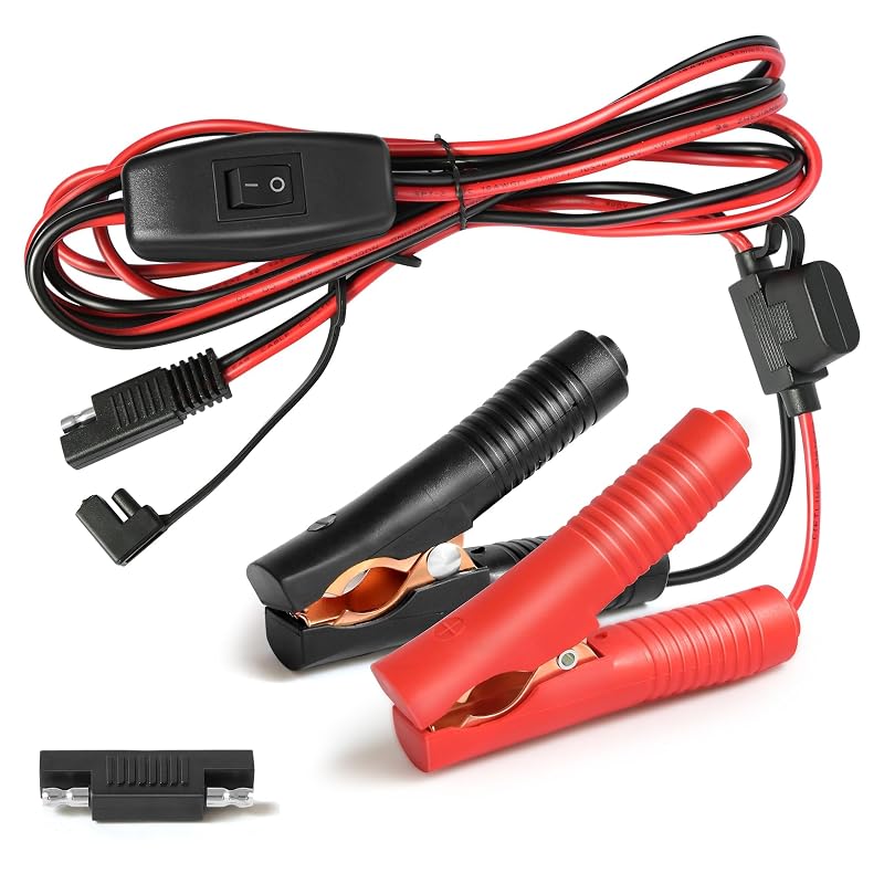 Chicote Elétrico SAE com Garras Jacaré, Interruptor Liga/Desliga e Fusível 20 A vgoviwin – 1,5 m