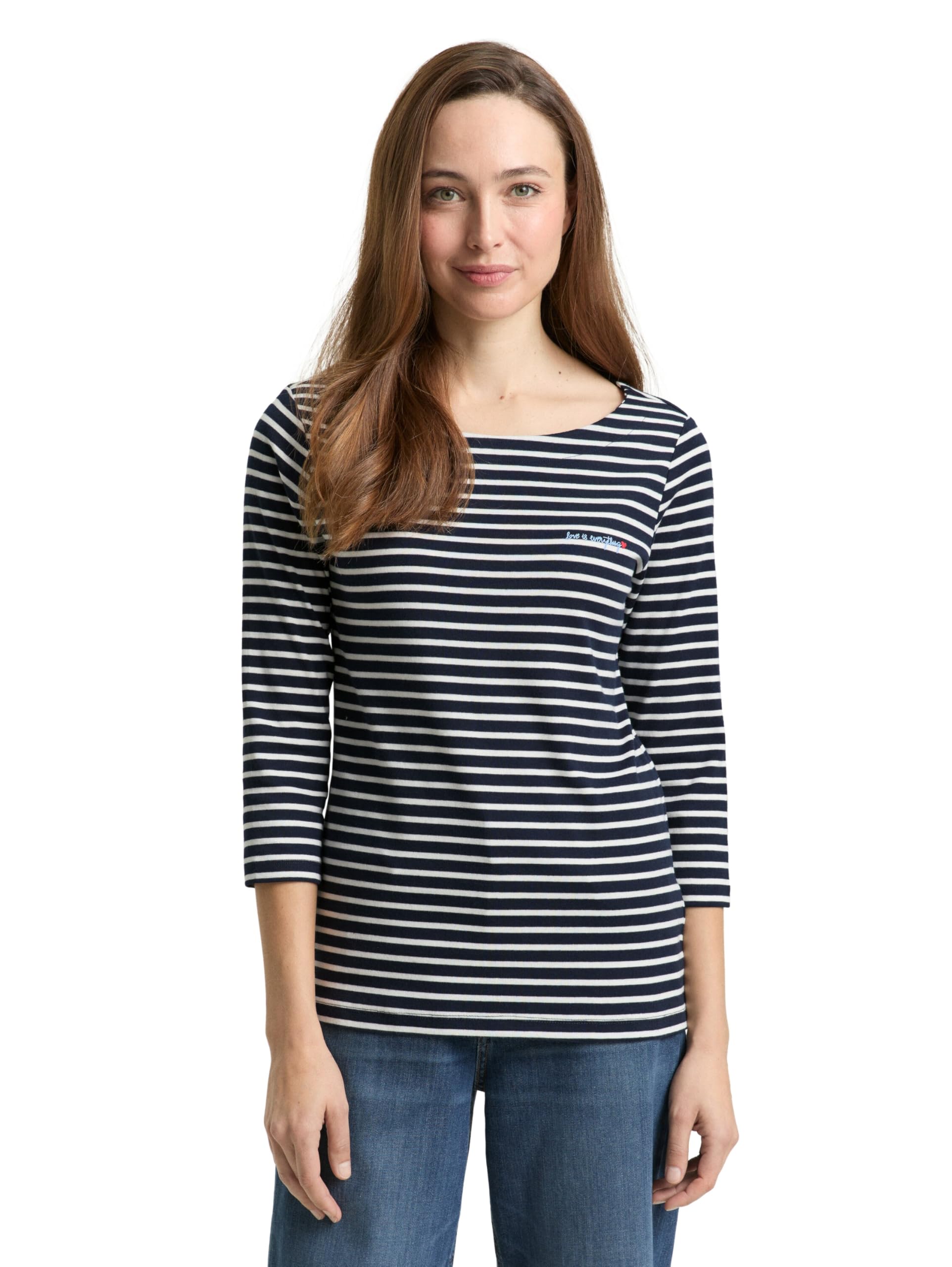 TOM TAILOR Damen Langarmshirt mit Streifenmuster