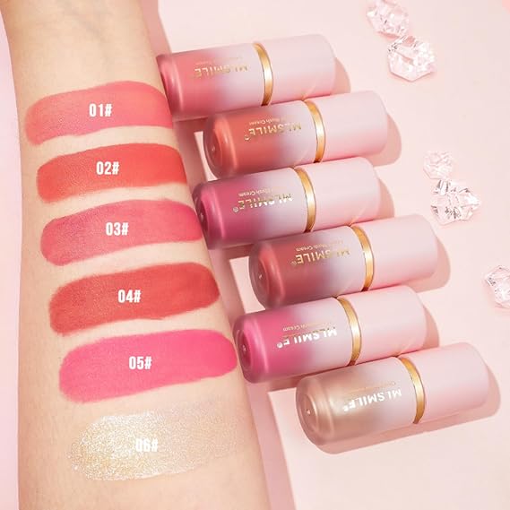 Lightweight Breathable Liquid Blush, Soft Velvet Cream Face Cheek Tint, Matte Cream liquid blush for Cheeks, Natural-Looking Soft Blush Cheek, Vegan & Cruelty-free (01#)
