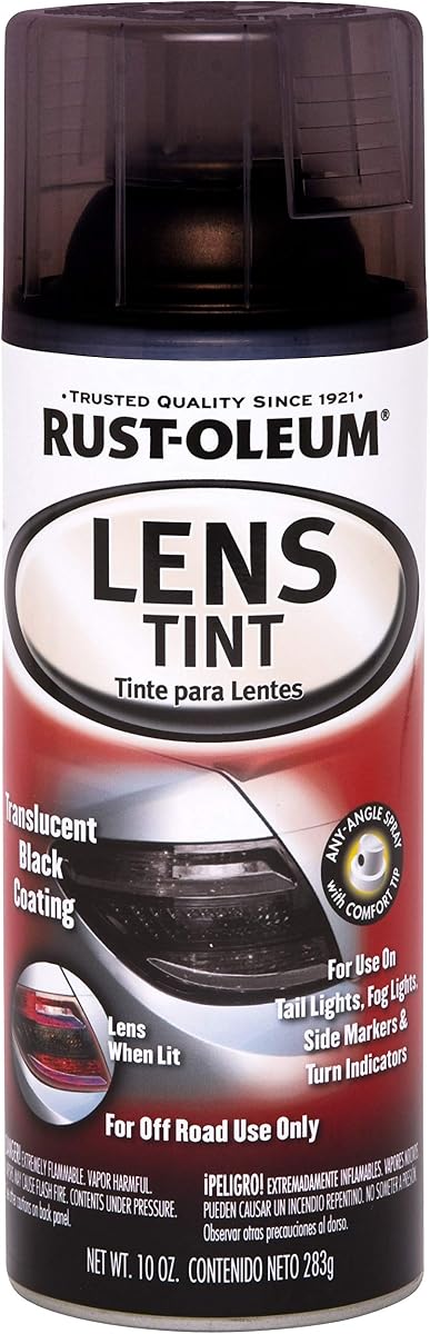 Pintura en aerosol con recubrimiento de tinte para lentes automotrices de óxido de petróleo, negro translúcido | Tinte de lente personalizado | Acabado translúcido | Para luces traseras | Recubrimiento duradero | Fácil aplicación por pulverización