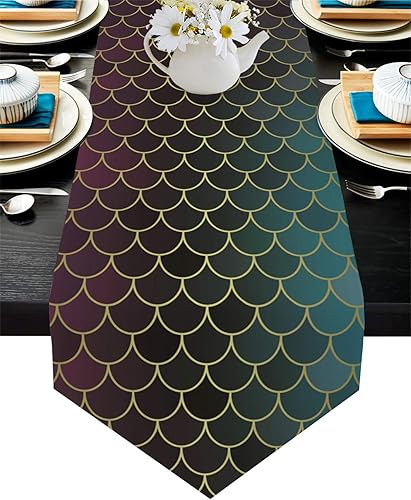 Miniatura 1 de DoremiHome Geometric Burlap Linen Table Runners for Home Decoration Triangle Table Runner for Kitchen Dinner Wedding Farmhouse Holiday 13x70inch -