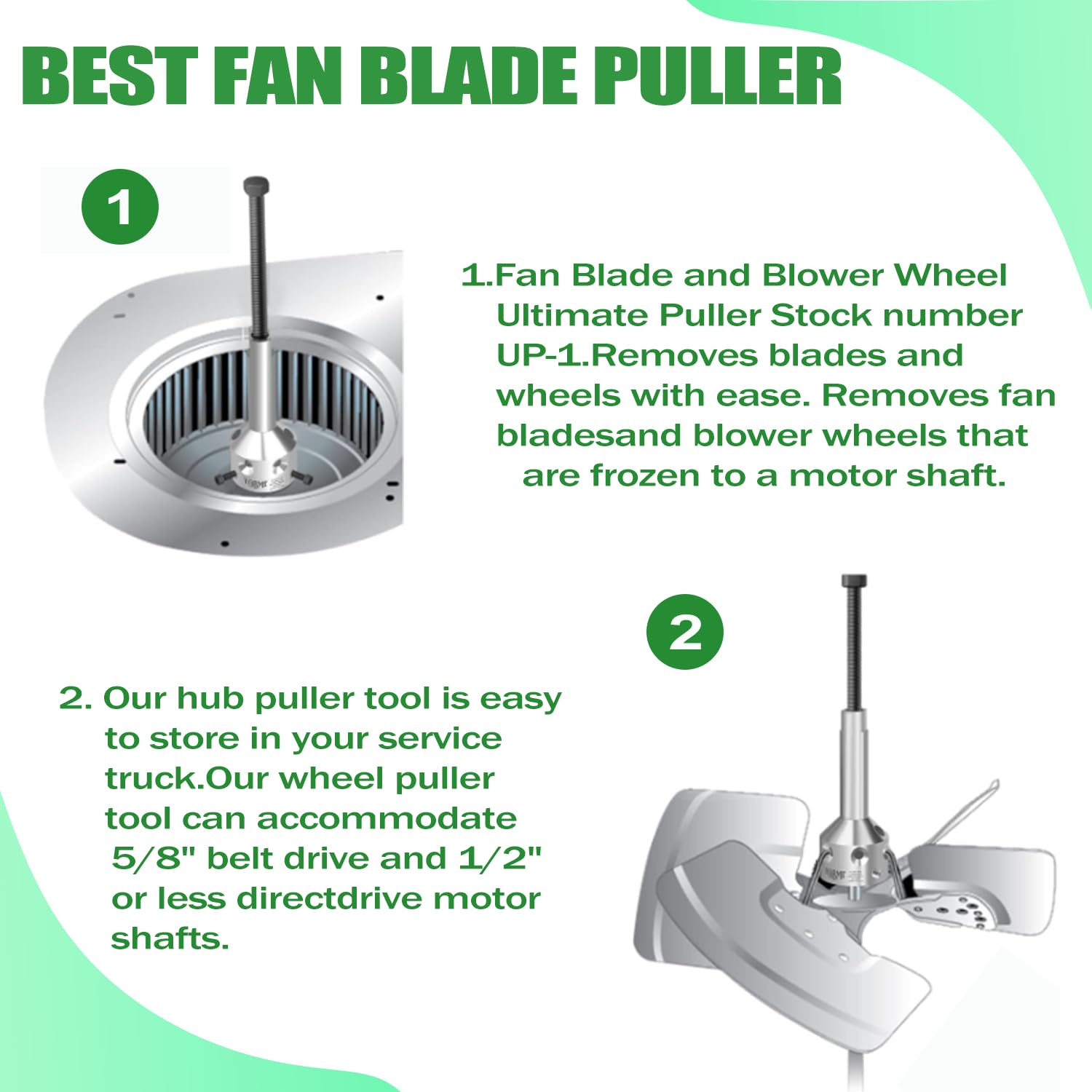 UP-1 Ultimate Hub Fan Blade Puller - Heavy Duty Blower Wheel Removal Tool For HVAC Systems