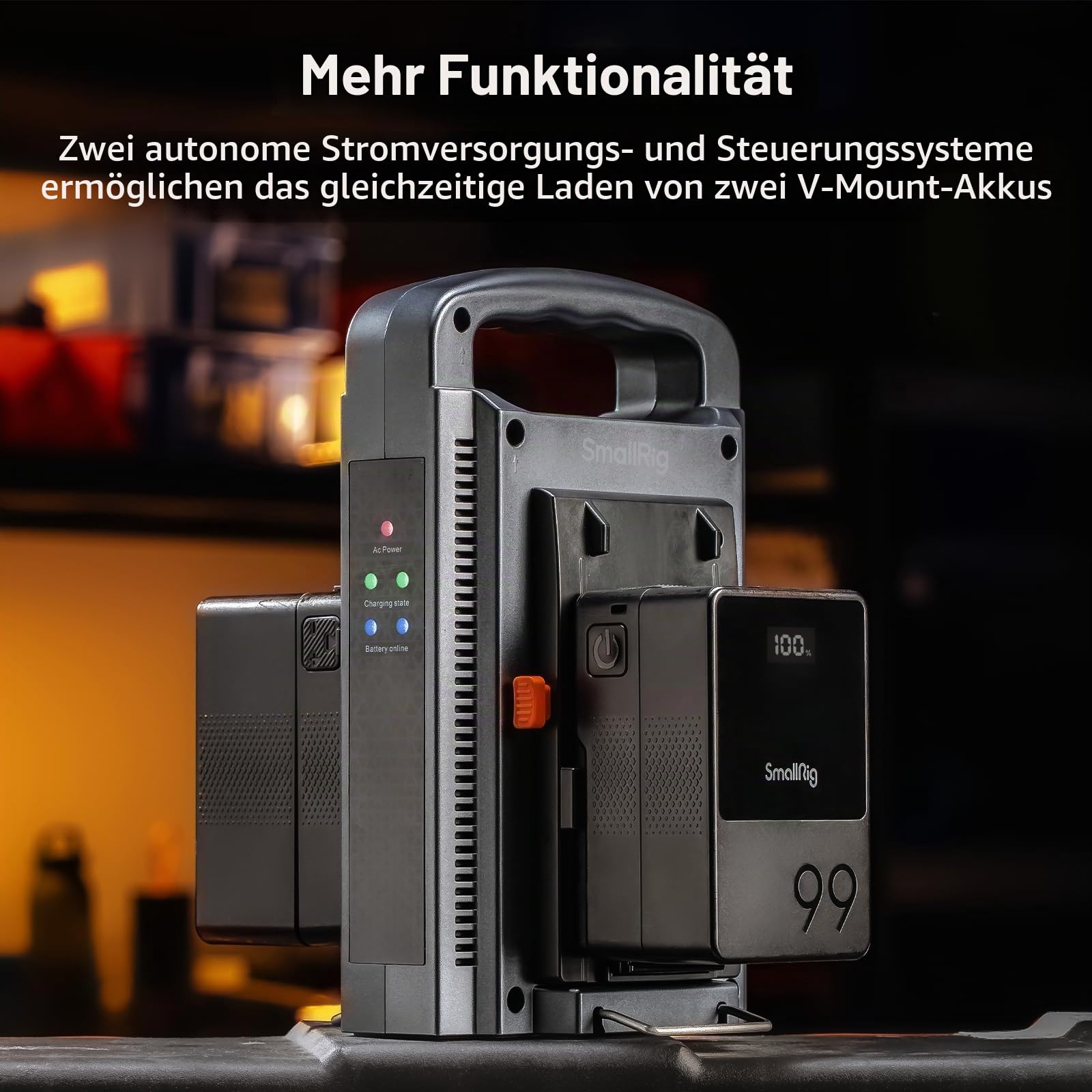 SMALLRIG V-Batterie-Ladegerät mit Doppelk, V-Montage, Akku-Ladegerät für SMALLRIG VB50 / VB99 / VB99 Pro / VB155 / VB212-4578