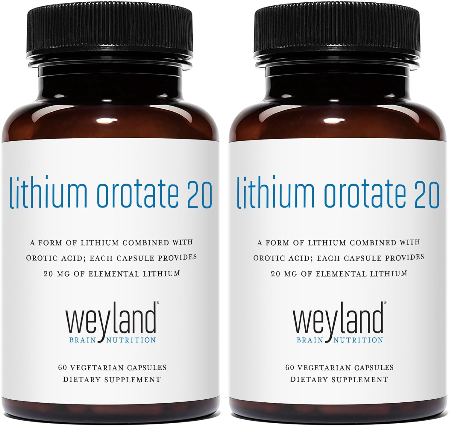 Lithium Orotate - 20mg of Elemental Lithium, 60 Vegetarian Capsules (120 Count (Pack of 2))