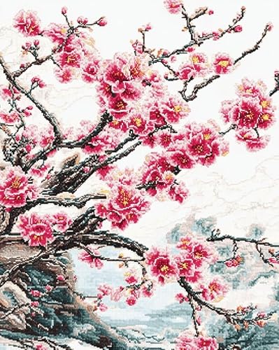 AxiangziK Stamped Cross Stitch Kits 40x50cm,Plum Blossom Branches Counted Cross Stitch Kits for Beginners Adults,11 CT Patterns Arts Craft for Gift and Home Decor