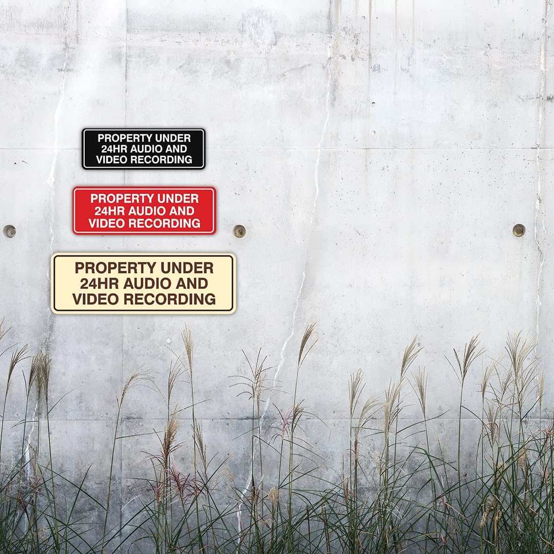 Standard Property Under 24hr Audio Video Recording Sign - Easy Installation | Durable Wall or Door Sign (Brushed Silver) - Medium (2 Pack) 2.75 x 7" - Medium (2 Pack) Brushed Silver image 7 of 7 B0F4RQ18CW