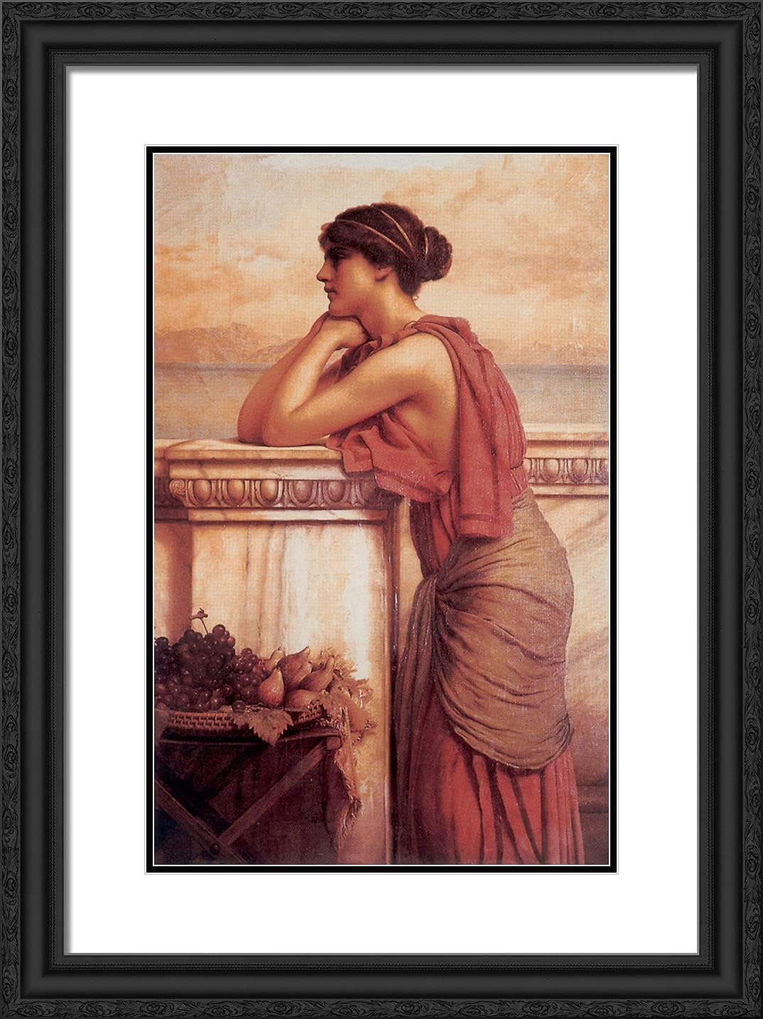 ArtDirect Godward, John 18x24 Black Modern Framed Art Print with Double Matting Titled: By the Wayside