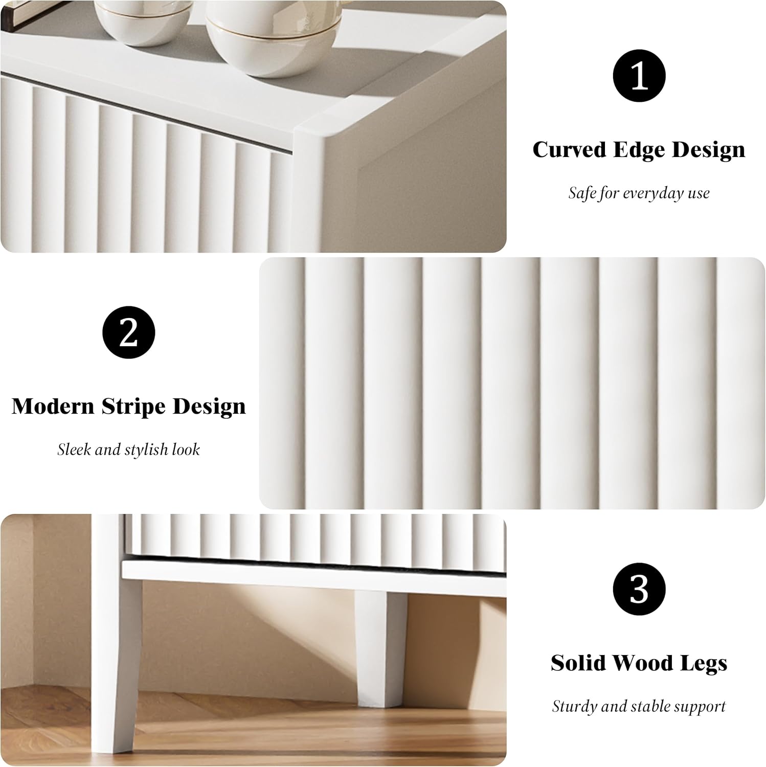 Furniway White 5 Drawer Dresser, 31.5" Wide Modern Chest of Drawers with Fluted Front and Metal Handles, Storage Dresser for Bedroom, Living Room, or Entryway