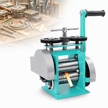 BIXIBIN Portable Jewelry Rolling Mill Machine, Heavy Duty 3-in-1 Manual Metal Press for Gold, Silver, Copper and Aluminum, Adjustable Press Thickness, 31 Gear Ratio