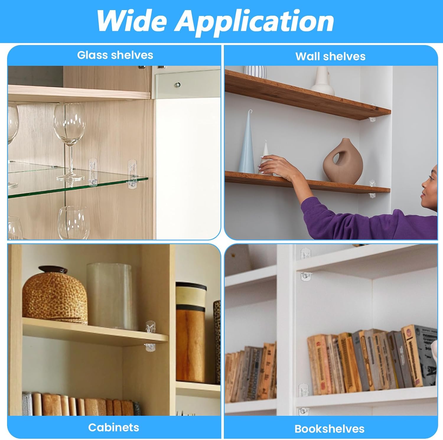 30 Pcs Clear Plastic Locking Shelf Pins Locking Shelf Support Peg Clips for Kitchen Furniture Cabinet Book Fit 5mm Diameter Hole & 0.77 inches/1.95 cm Thick Shelves