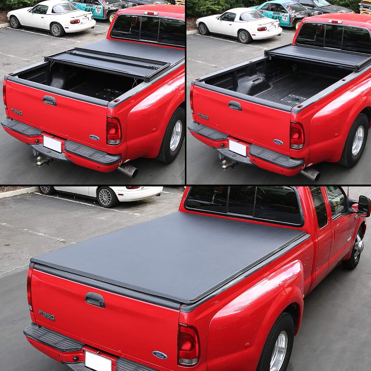 DNA Motoring HCCT-22-006 Tri-Fold Tonneau Cover [For 02-16 Dodge Ram 6.5'Bed],Black