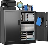 Vista 1 de Armario de almacenamiento de metal con cerradura, armario de garaje de metal con cerradura con tableros de clavijas y ganchos para garaje, almacén