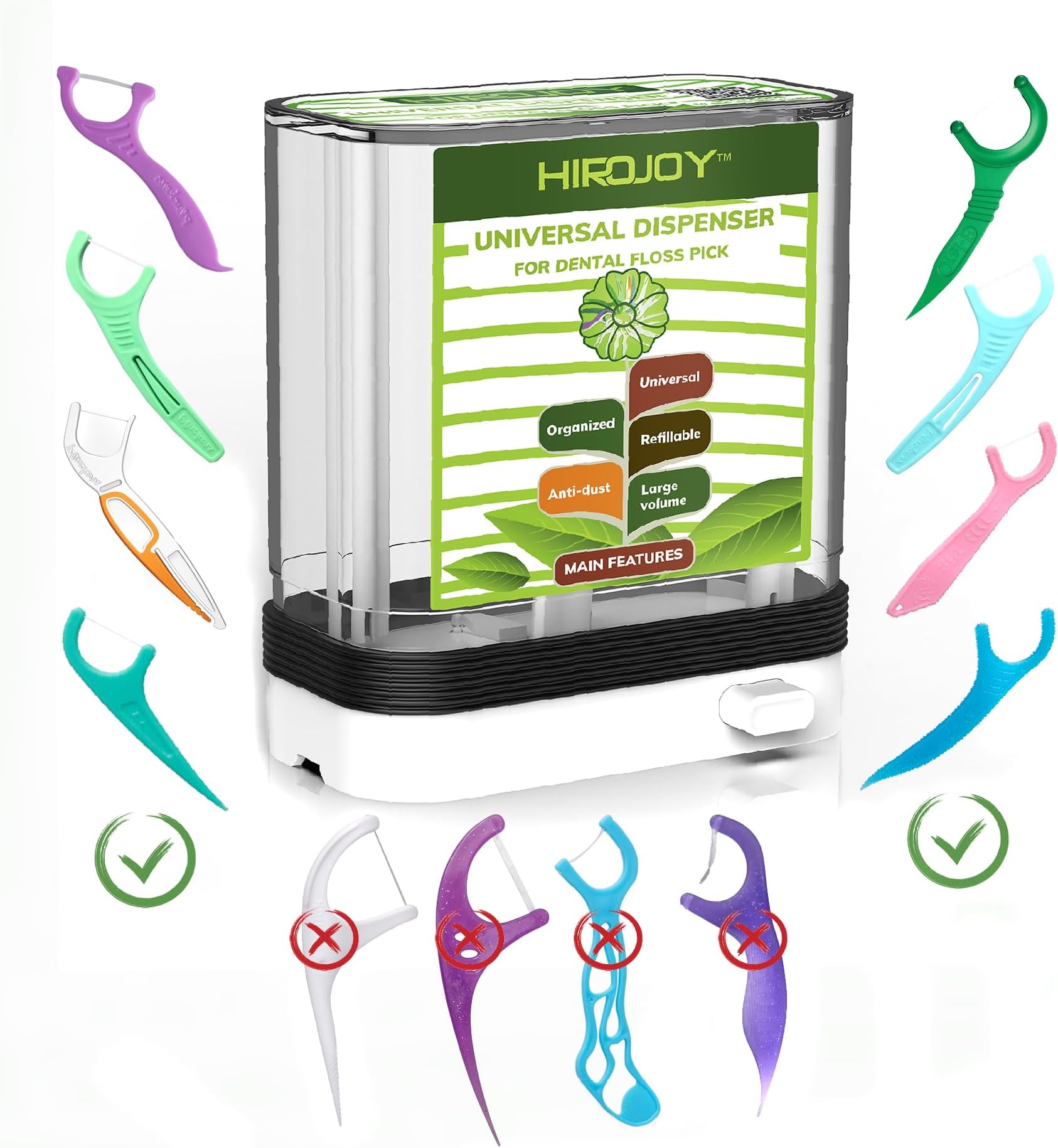 HIROJOYFloss Pick Dispenser, Flosser Dispenser for Plackers Floss/Oral B Glide Dental Floss Picks/Glide Scope Outlast Floss Picks (Without Floss Picks)