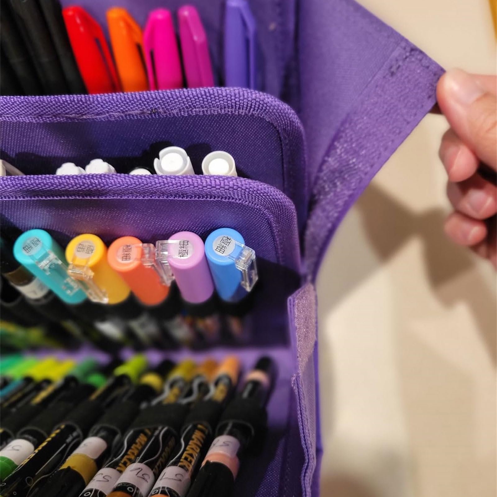 Art Marker Pen Tragetasche mit Schulter und Tragegurt, Marker Organizer Case für 120 Marker, Aufbewahrungstasche Art Sketch Markers Haltertaschen