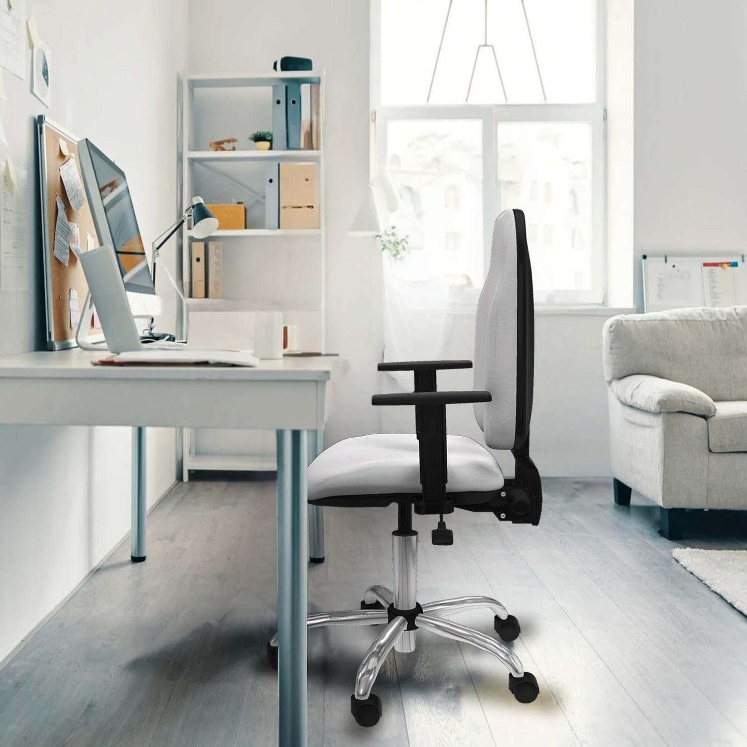 Piqueras y Crespo - Sedia ergonomica da laboratorio Algarra con braccioli 1D, meccanismo Ainscro, schienale regolabile in altezza, ideale per lavorare comodamente