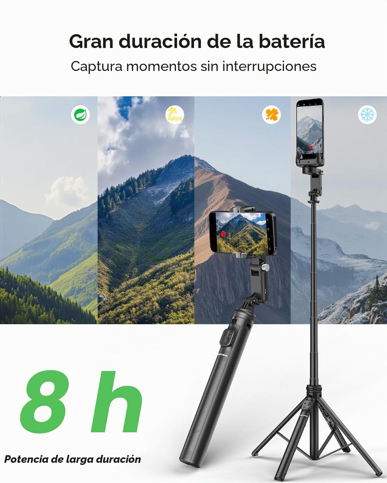 KOSCHEAL Estabilizador de cardán para smartphone, cardán plegable y portátil con seguimiento facial automático y luz de relleno, estabilizador de teléfono para grabar iPhone y Android, rotación