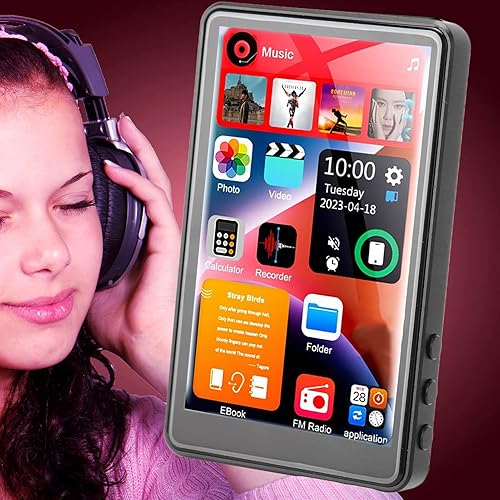 Miniatura 6 de Reproductor de MP3 HD, pantalla táctil completa de 4 pulgadas con reducción de ruido, reproducción de video de 1080P, memoria de 16 GB, reproductor