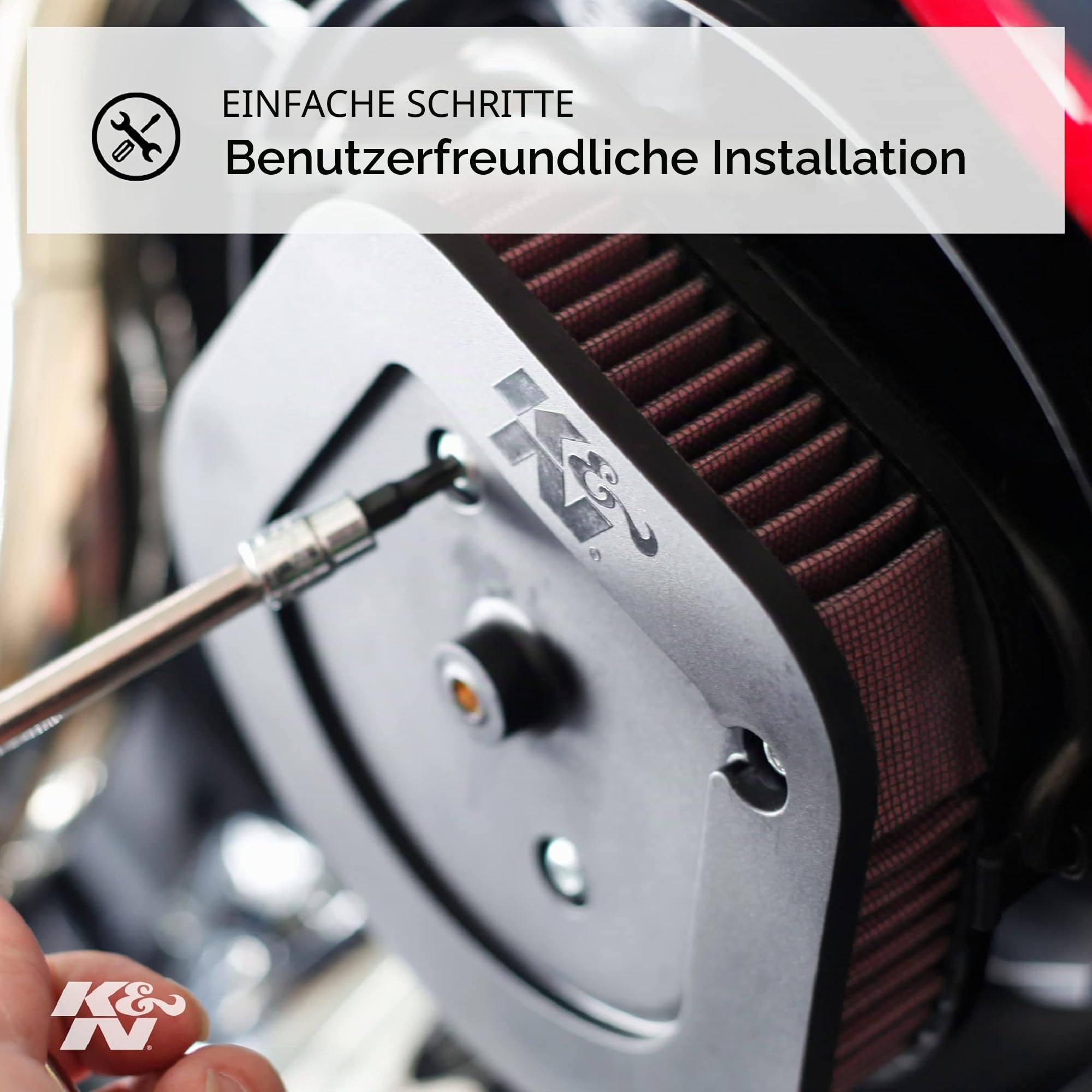 K&N HD-1396 Motorrad Tauschluftfilter, Rot