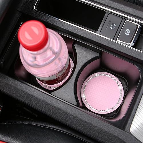 Miniatura 8 de Paquete de 4 posavasos brillantes para automóvil juego de almohadillas de goma suave de diamante brillante de 275 pulgadas portavasos accesorios