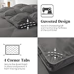 Puredown® Goose Feather Down Comforter, 100% Cotton All Season Duvet Insert, Cloud Fluffy Pinch Pleat, 116oz Warm Fill Weight (California King, Dark Grey, 108"X94")