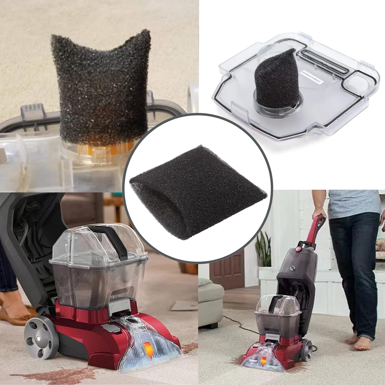 4 Pack Foam Tank Filter Compatible with Hoover Steam Vacuum Cleaner F5800 Series