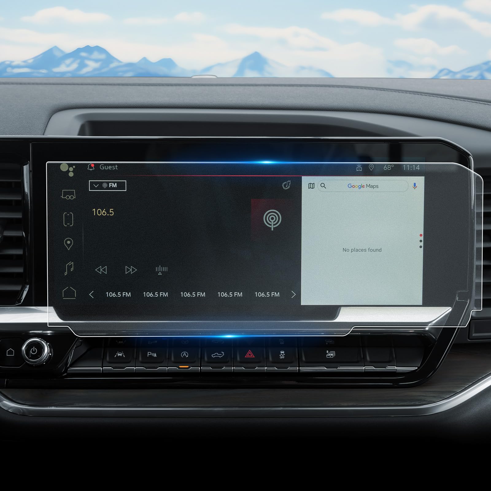 WEIPIN For Matte Anti Glare Tempered Glass 2022 2023 2024 2025 2026 Sierra 1500 & 2024 2025 2026 Sierra 2500 3500 13.4 Inch (No Buttons on the Screen)