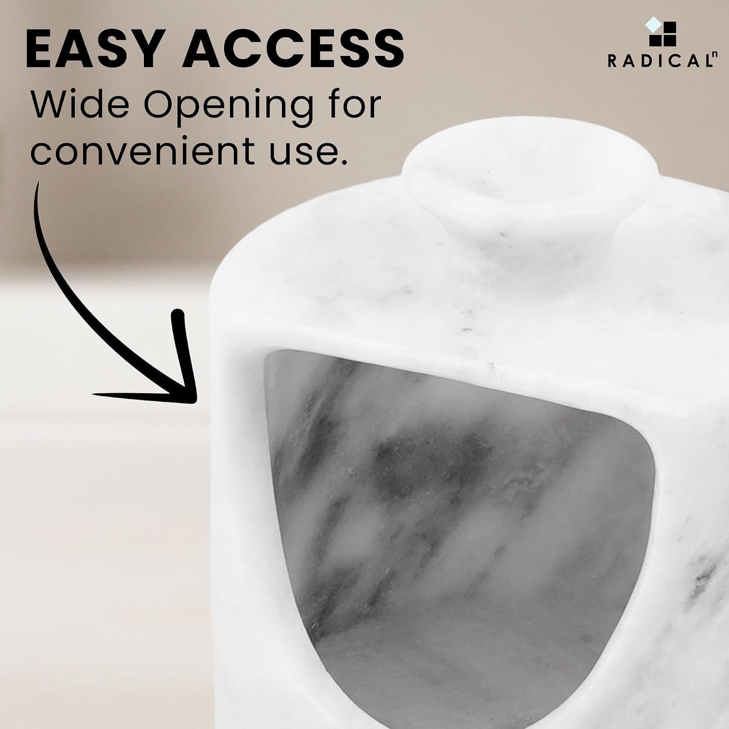 Radicaln Marble Salt Cellar 4.5" Inches White Handmade Salt Box & Spice Jar For Kitchen Storage, Ideal Pig Salt Bowl & Salt Container for Pepper