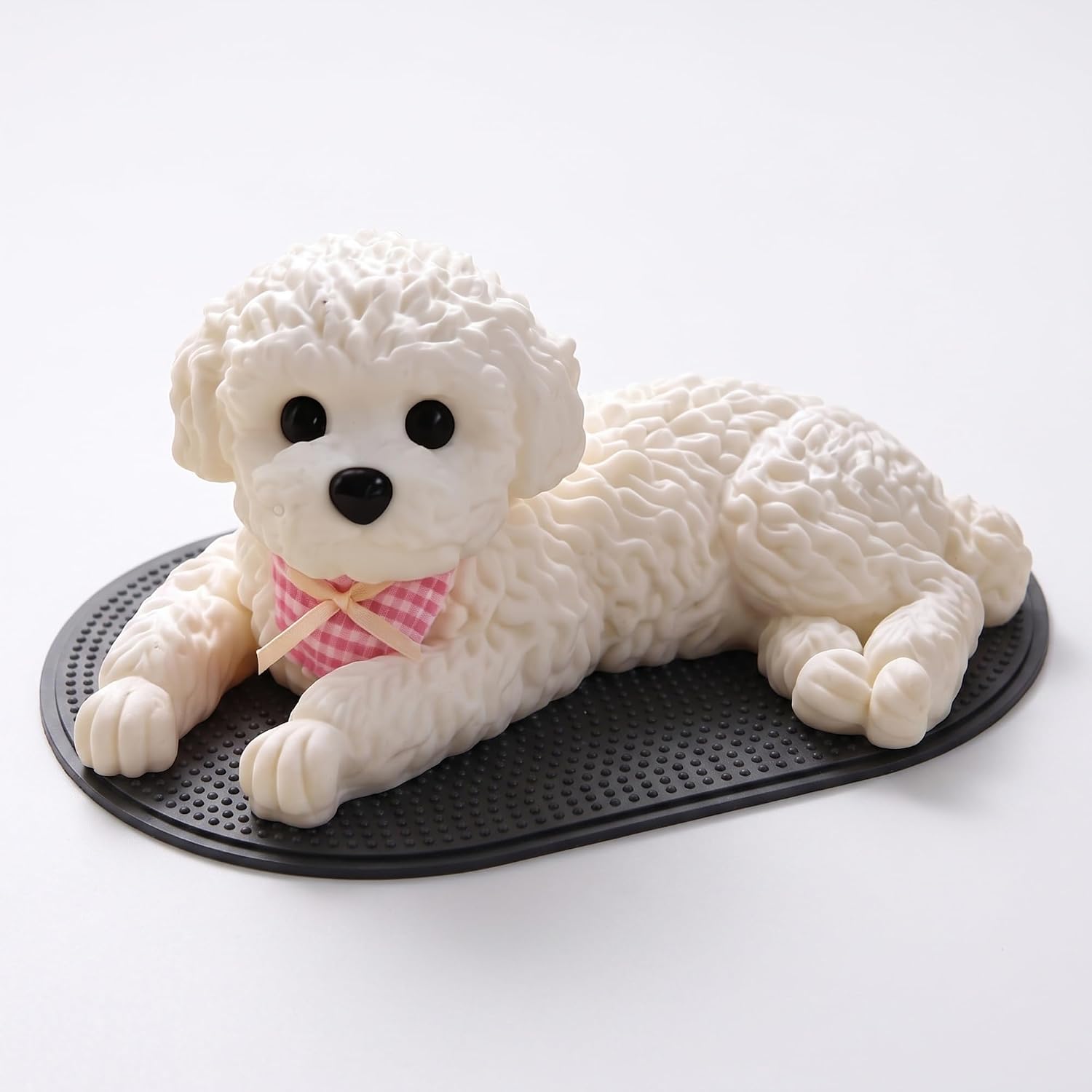 Dog Car Dashboard, Lifelike Soft Teddy Dog Car Dashboard Ornament, Cute Realistic Puppy Figurine with Anti-Slip Mat, Stress Relief Handheld Toy for Car Accessories, Office Desk & Home Decor