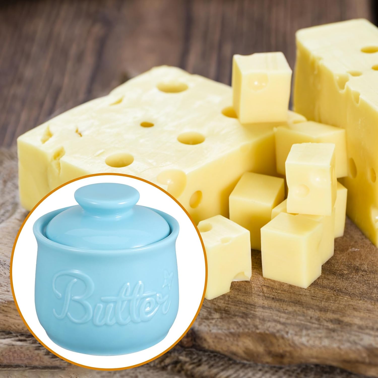 Ceramic Butter Keeper with Lid White Vintage Airtight Butter Dish for Countertop Home Kitchen