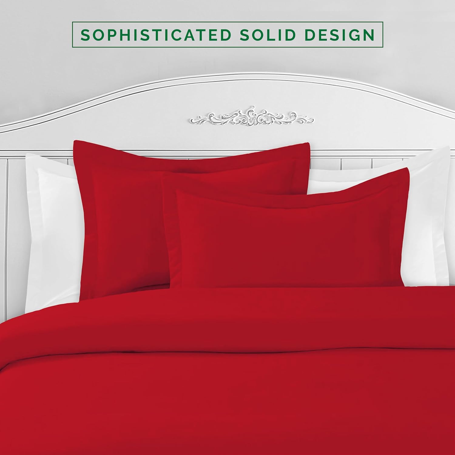 Elegant Comfort Luxury Softest Bedding Duvet Cover Set - 1500 Premier Hotel Quality Luxurious Silky-Soft Wrinkle Free 3-Piece Duvet Cover Set, Full/Queen, Red