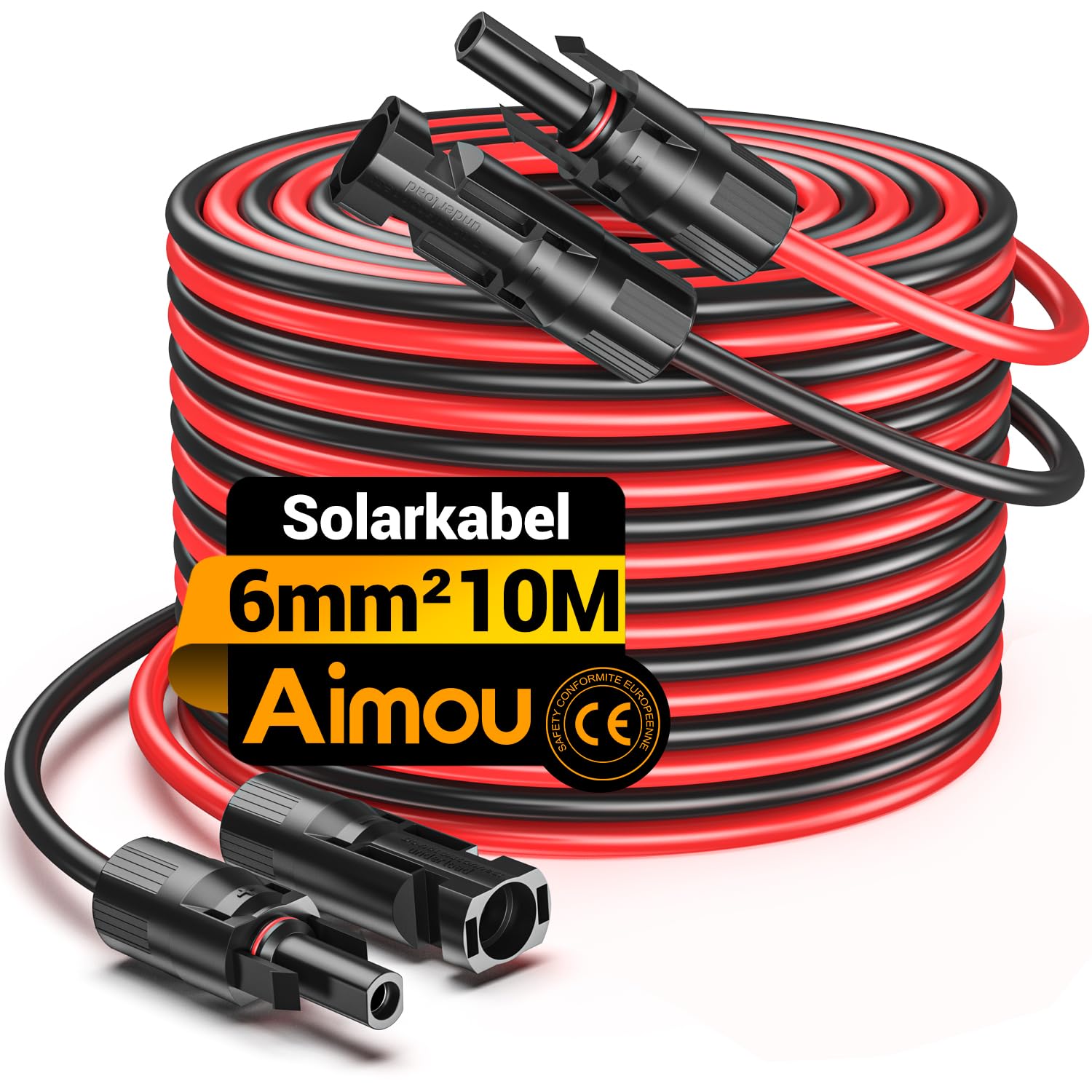 Cavo solare 4 mm²/6 mm², prolunga cavo solare, cavo di prolunga (rosso/nero) (6 mm² 10 m)
