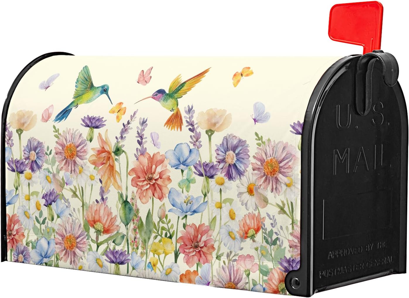 Spring Bird Mailbox Covers Magnetic Summer Flower Mail Box Cover Standard Size 21x18 inch White Dot Mailbox Wrap Spring Summer Decorative Mailboxes for Outside Garden Yard
