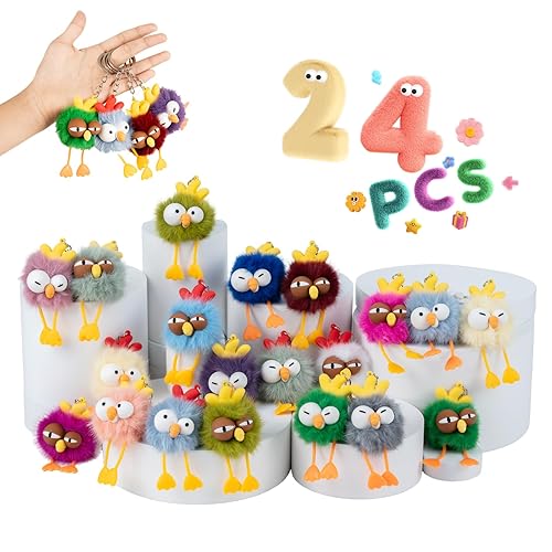 OMyFav 24PCS Party Favors Kids Keychains - Cute Chickie Keychain