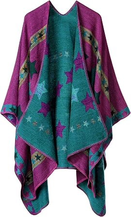 Shmily Girl Womens Reversible Oversized Poncho Cape Blanket Shawl Cardigans